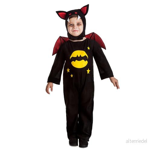 Boland 78184 Svart batdräkt för pojkar, 3 4 år gammal, kostym, kostymset halloween, karneval och temafester 8712026781840