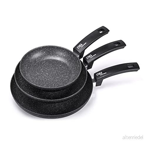 [Amazon Exclusive] Moneta Etnea Set 3 Induktionspannor, Aluminium, Non stick, grå/svart, 20 24 28 cm 8003703167294