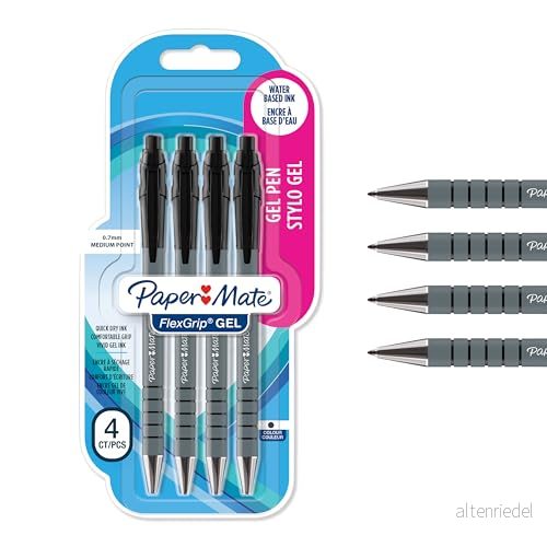 Paper Mate FlexGrip Gel Pennor 0,7 mm Svart bläck 4 stycken 3026981082092
