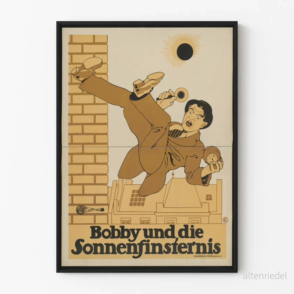 Vintageposter Bobby och solförmörkelsen - Retro väggdekoration