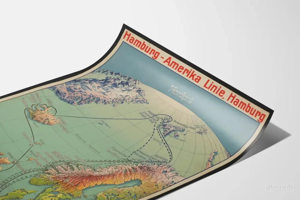 Vintageposter av Hamburg-Amerika Linien - Nordisk kryssningskarta - Bild 3