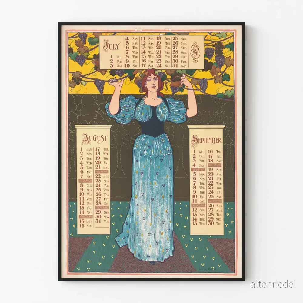Vintage kalenderposter 1897 - Juli, Augusti, September
