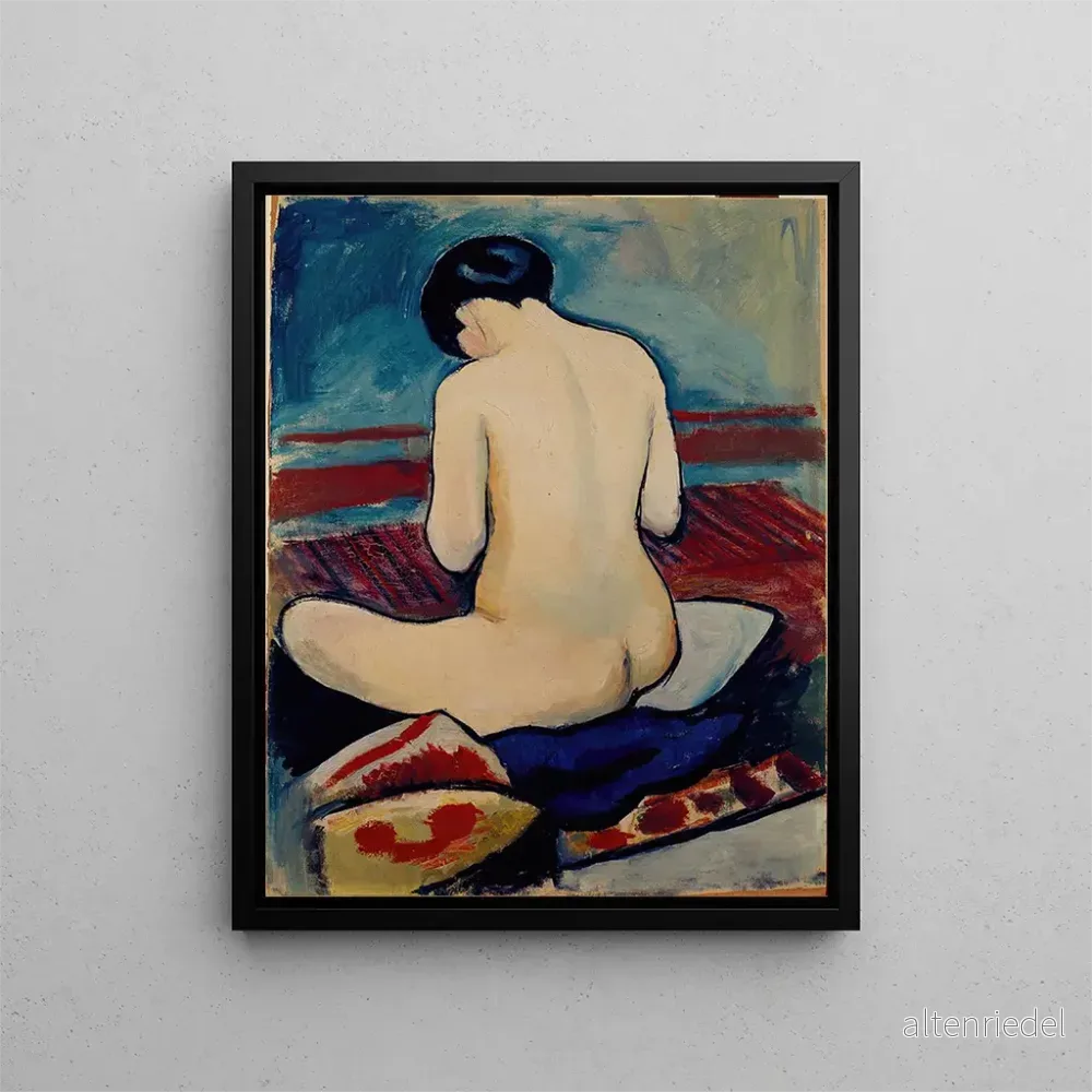 Målning av en sittande figur med en kudde – August Macke | Konsttryck