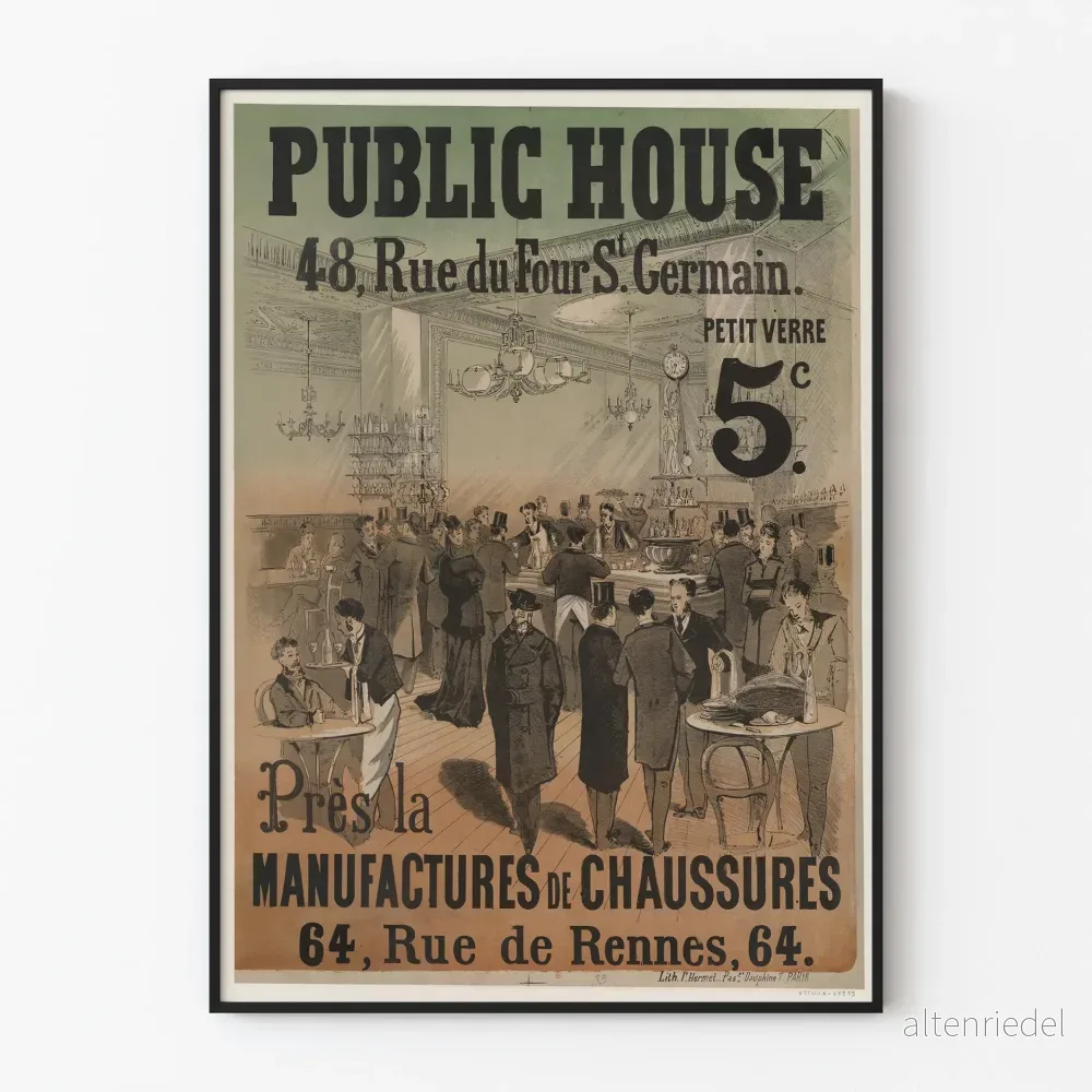 Vintageposter Public House 48 Rue du Four St Germain