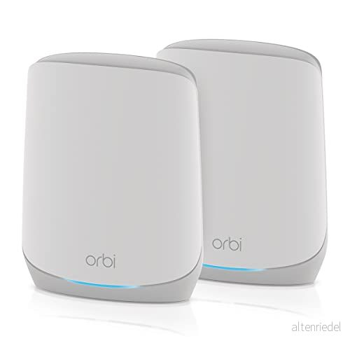 NETGEAR Mesh WiFi 6 AX5400 Tri Band Orbi (RBK762S), 2 pack, upp till 5,4 Gbit/s, 350 m² täckning, tjocka väggar, kompatibla med alla generationer av låda, rustning erbjuds i 1 år 606449162844