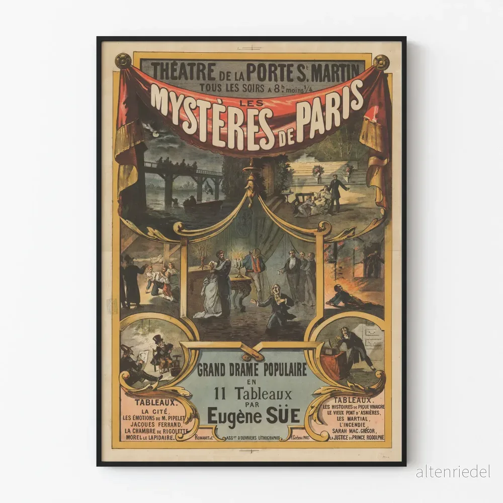 Teateraffisch Les Mystères de Paris - Vintage väggdekoration