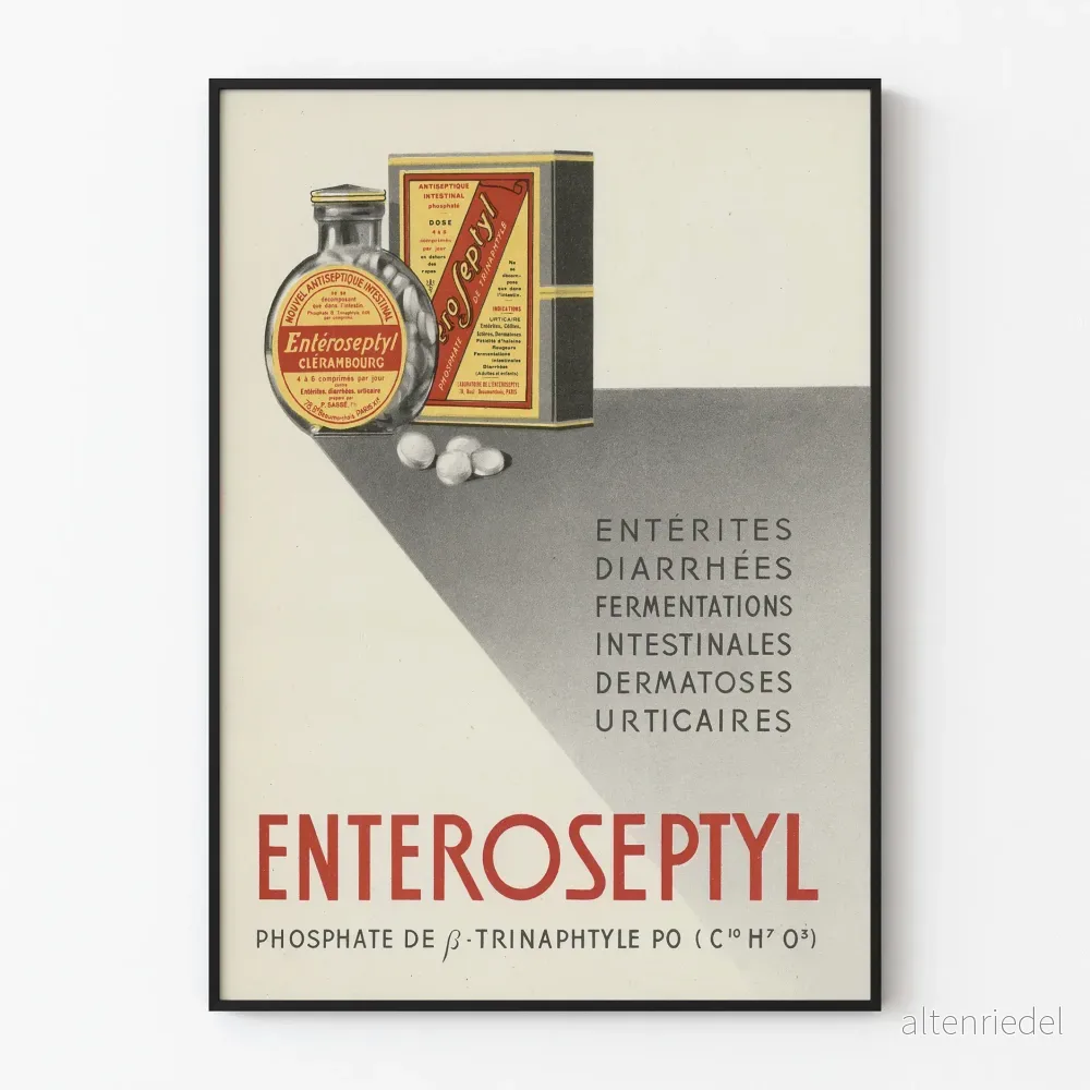 Vintage reklamposter för Enteroseptyl tarmantiseptikum