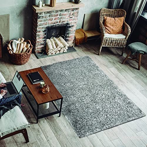 Exklusivt Vardagsrum Långt hår Silver 120 x 170 cm matta med mjuk och mycket vadderad konsistens Polyester juute i omvänd 8436603290333