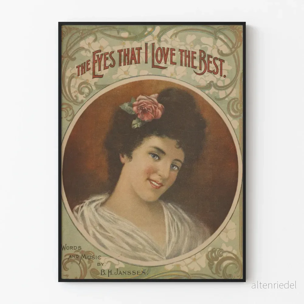 Vintage porträttposter av kvinna ’De ögon jag älskar mest’ Vintage porträttposter av kvinna ’De ögon jag älskar mest’