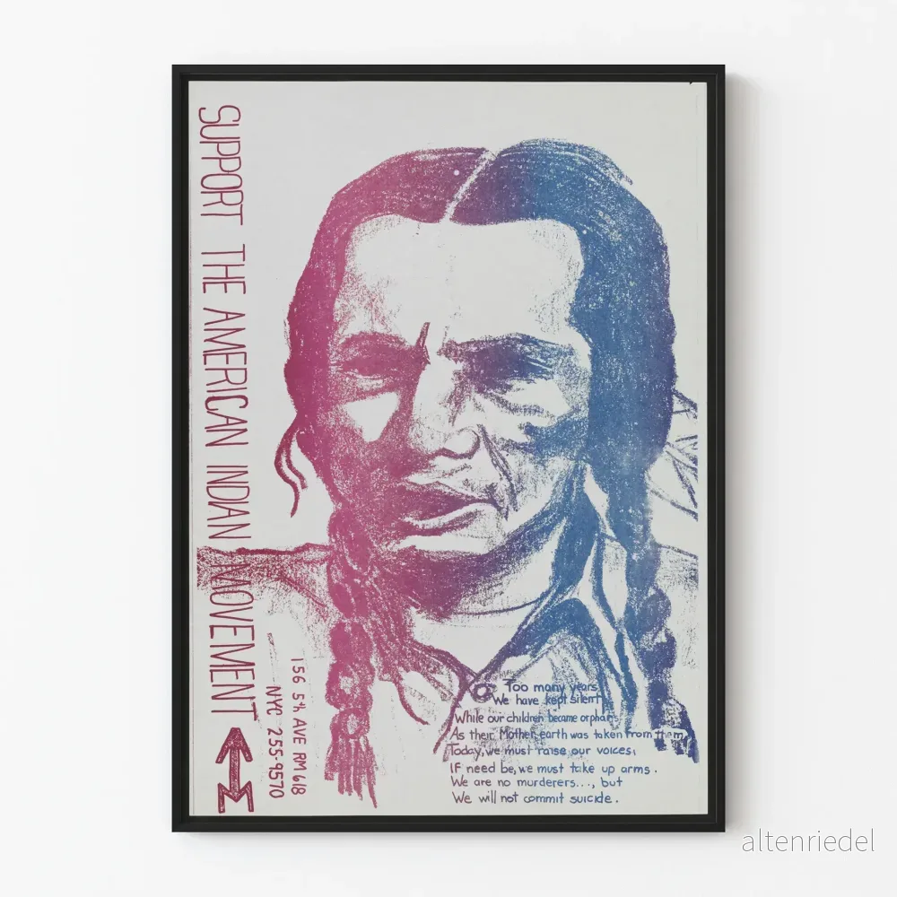 Vintageposter Support The American Indian Movement - Engagerande väggdekoration