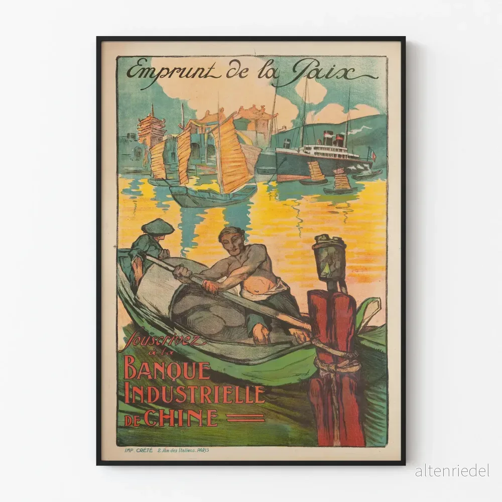 Vintageposter av Fredsutlåning från Kinesiska Industri-Banken