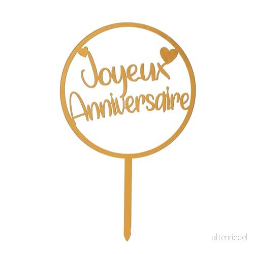 dekora tårtdekoration JOYEUX årsdag plast, PVC återanvändbar grattis födelsedagar, årsdagar, fester och alla typer av evenemang 8435599763203