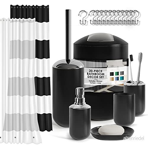 Clara Clark badrumsset set med grönt badrumstillbehör, 20 st badrumstillbehörsset, duschdraperiset foder, tandborsthållare, tvåldispenser, tvålfat, toalettborsthållare och papperskorg 840217704502