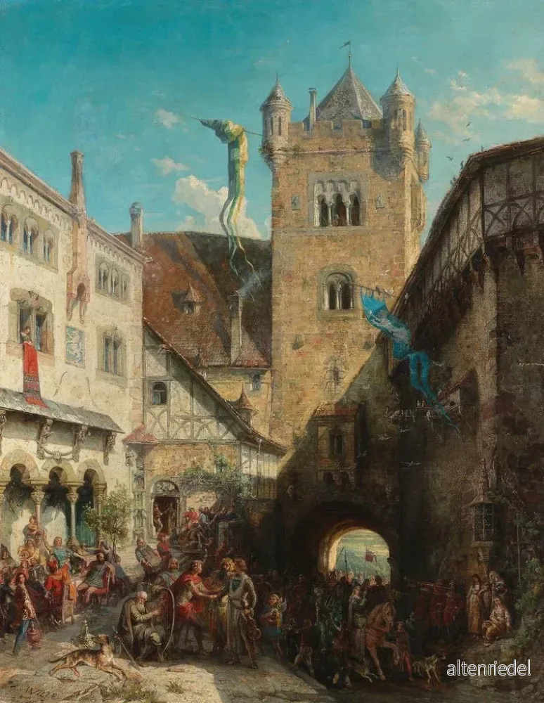 Målning La controverse des chanteurs à Wartburg - August von Wille | Konsttryck - Bild 2