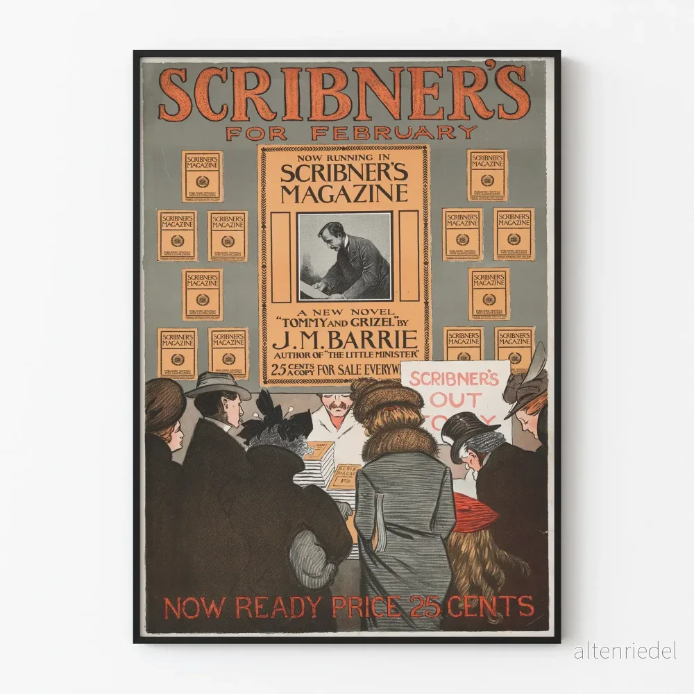 Vintageposter Scribner's Magazine februari - Retro väggdekoration