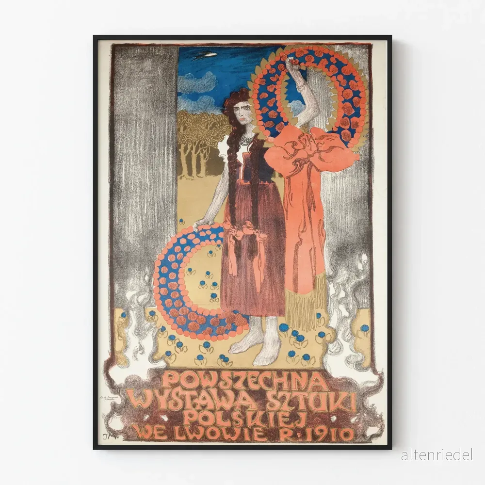 Polsk konstutställningsposter i Lviv 1910 för väggdekoration