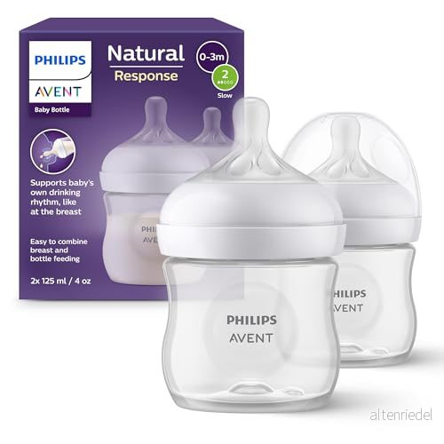 Philips Avent Natural Response nappflaska 2 nappflaskor på 125 ml för nyfödda och äldre, BPA fri, 0+ månader (modell SCY900/02) 8710103989622