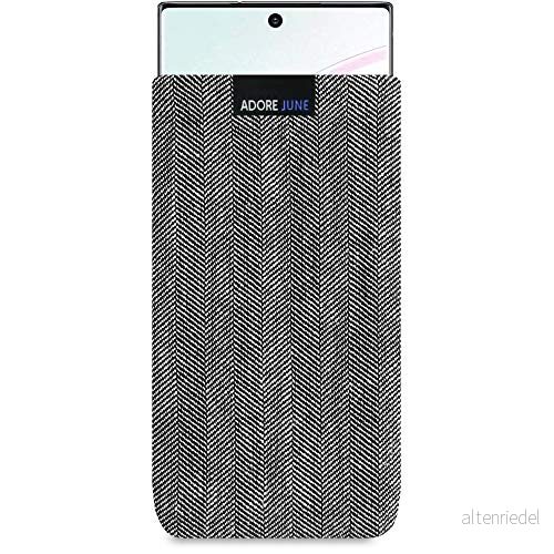 Adore June Business väska kompatibel med Samsung Galaxy Note 10 mobilväska av karakteristiskt fiskgräs tyg grå/svart, skyddsväska tillbehör display rengöringseffekt 4260477567321