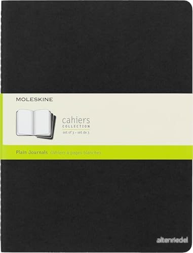Moleskine Cahier Journal (Set of 3), Extra Large, Plain, Black, Soft Cover (7.5 X 10) 9788883705038