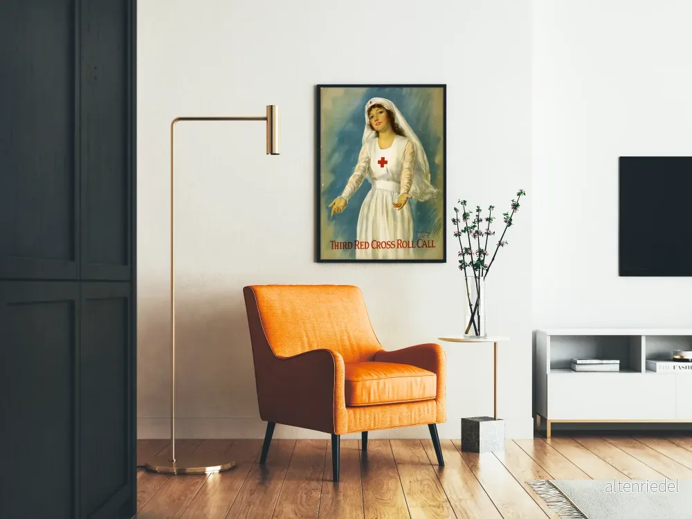Vintageaffisch med sjuksköterska och Röda Korset – Klassisk väggdekoration - Bild 2