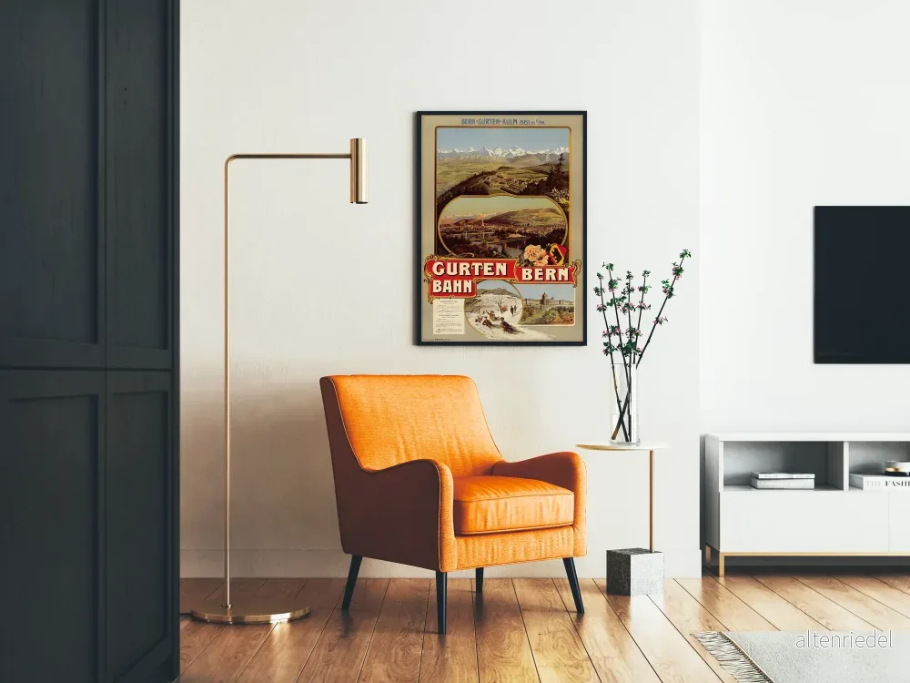 Vintage tåg Gurten Bern - Retro schweizisk väggdekoration poster - Bild 2
