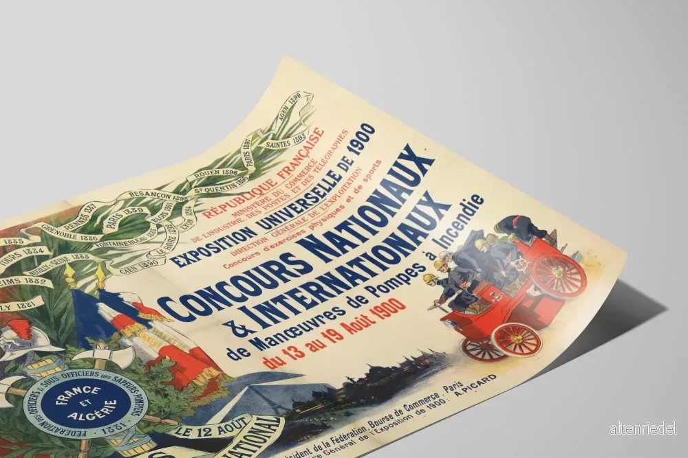 Originalaffisch Världsutställningen 1900 Brandkårsconkurrens - Bild 2
