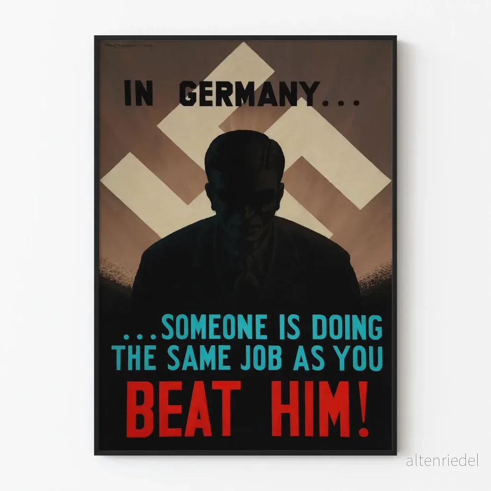 Vintage tysk propagandaposter - Historisk väggdekoration