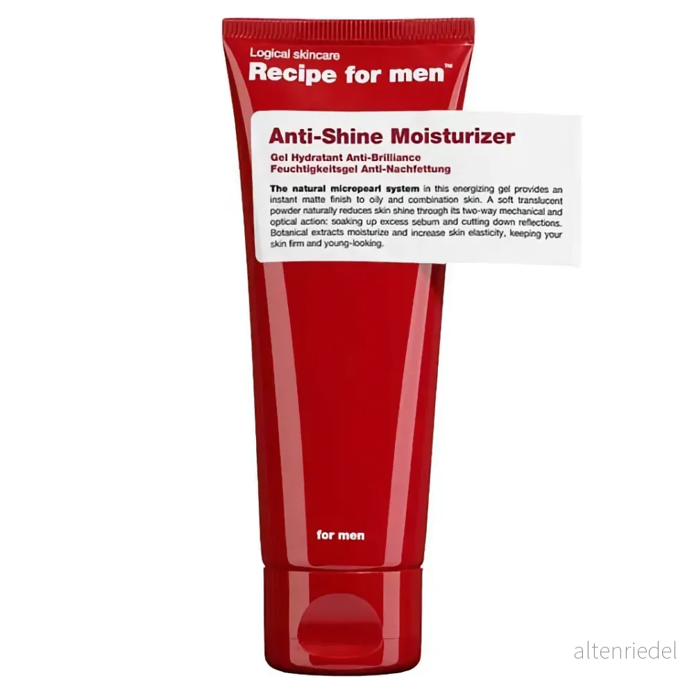 RECIPE FOR MEN Anti Shine Moisturizer omedelbar matt finish, mikropearl system för fet hud/blandhud, förbättrar elasticiteten, tillverkad i Sverige, 75 ml 7350012810122