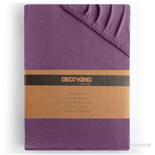 DecoKing Dra på lakan Spännlakan 100% bomull Jersey boxhoppbädd Plommon 120x200 140x200 Amber 5902633994082
