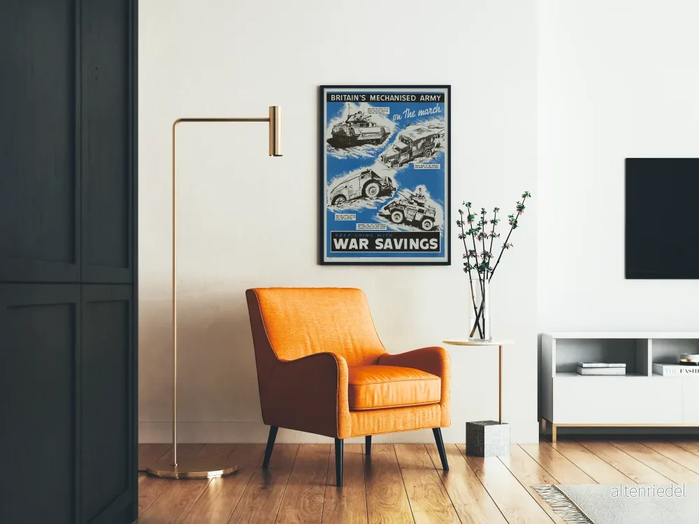 Vintage brittisk mekaniserad arméposter - militär väggdekoration - Bild 2