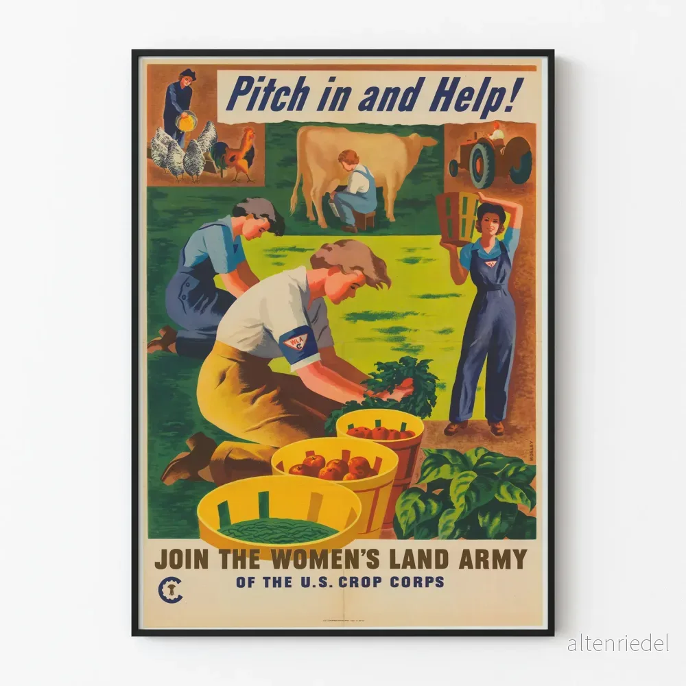 Vintageaffisch för Women's Land Army USA