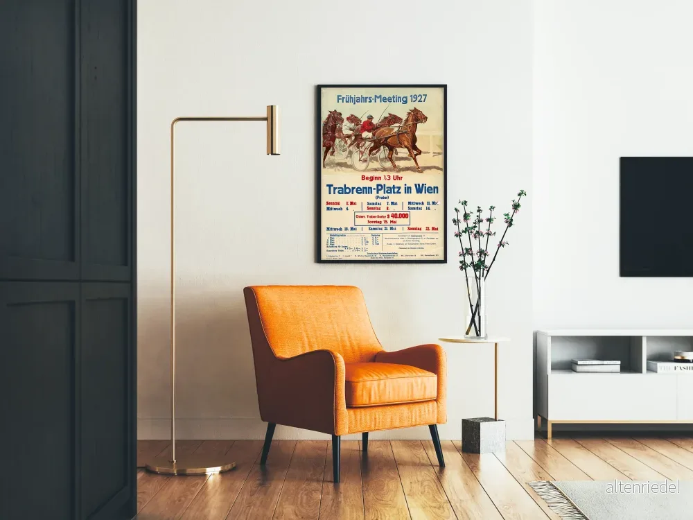 Vintageaffisch för travlopp Prater 1927 – Hästrelaterad väggdekoration - Bild 2