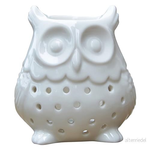 Doftbrännare brännare fondant doftvax diffusor för eteriska oljor och dofter ljushållare lykta keramik vit lyckobringare, H 12 cm uggla Zen'Arôme 3700643509706