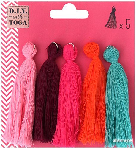 D.I.Y med Toga MBJ027, 5 stycken maxi pompons, bomull, flerfärgad, 0,5 x 8 cm 3661847043321