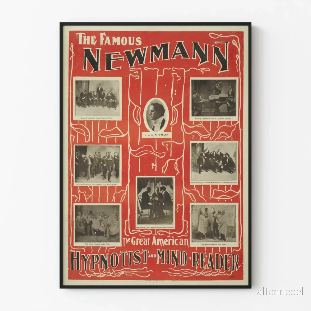 Vintageposter The Famous Newmann Hypnotist och Tankeläsare