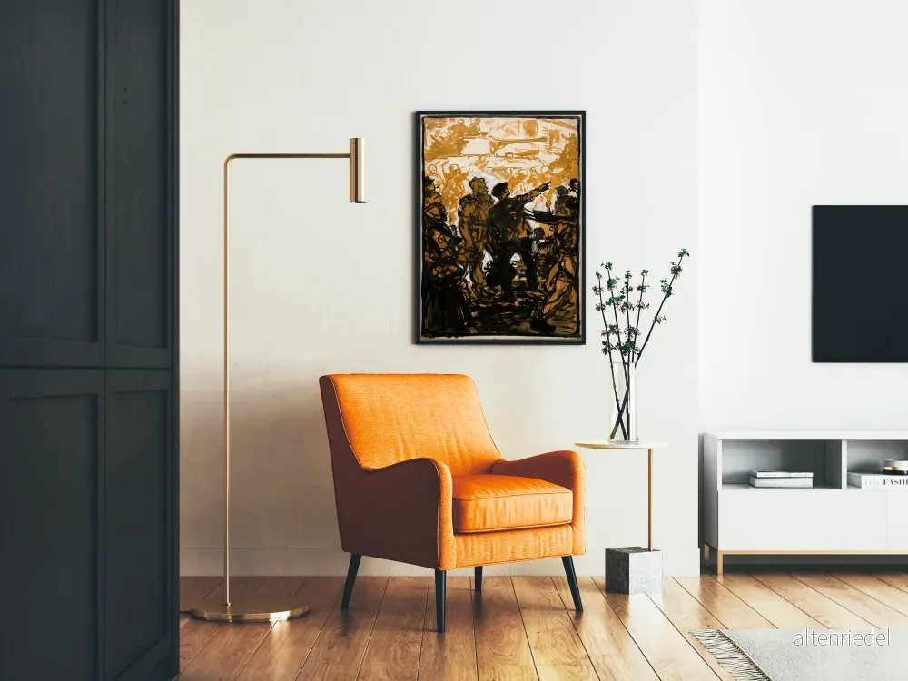Kunstnärlig poster av soldater och stridsvagnar på en livlig gata - Bild 2