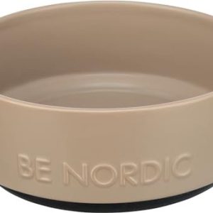 TRIXIE BE Nordic 24527 keramisk hundskål 1200 ml brungrå modern matskål för stora hundar diameter 18 cm skål med halkfri gummibeläggning 4011905245270