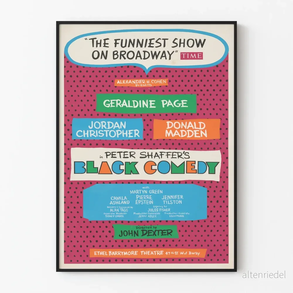 Vintageposter för Black Comedy Broadway för väggdekoration