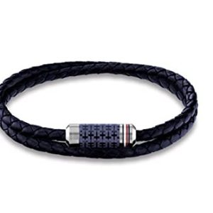 Tommy Hilfiger Smycken Män läderarmband blå 2790326, En storlek, Rostfritt stål, Ingen ädelsten 7613272435857