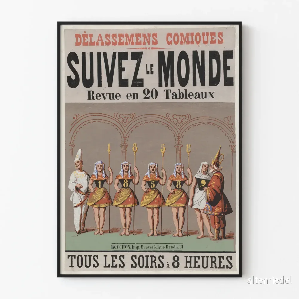 Vintageposter DélaSsements Comiques Följ Världen Tidskrift i 20 Scener Vintageposter DélaSsements Comiques Följ Världen Tidskrift i 20 Scener