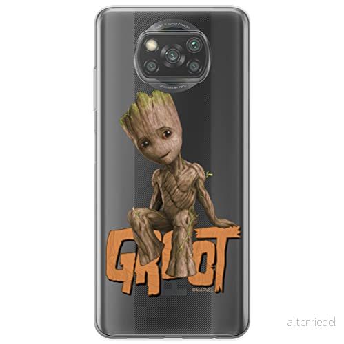 ERT GROUP mobiltelefonfodral för Xiaomi POCOPHONE X3 originalt och officiellt licensierat Marvel mönster Groot 005 optimalt anpassad till formen på mobiltelefonen, gedeeltelijk transparant 5904805355448