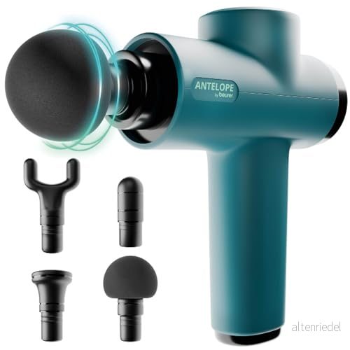Antelope Boom Massagepistol, Kompakt Massagepistol med Fyra Tillbehör, Avslappning och Regenerering, Kraftfull Triggerpunktmassage, Muskelmassageapparat Fem Intensitetsnivåer Batteri 4211125103460
