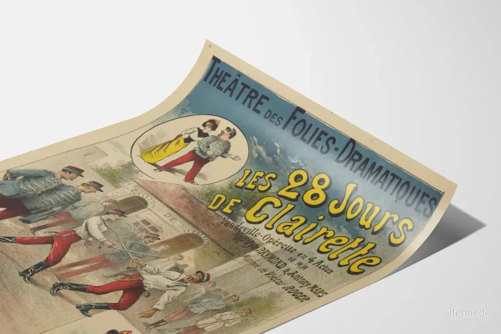 Gammal poster för Folies-Dramatiques teatern, De 28 dagarna med Clairette - Bild 3