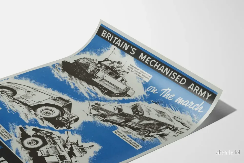 Vintage brittisk mekaniserad arméposter - militär väggdekoration - Bild 3