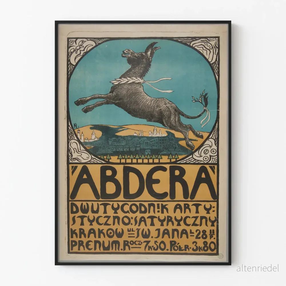 Vintageposter Abdera konstnärlig och satirisk väggdekoration