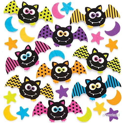 Baker Ross AR631 Craft It fladdermusskumklistermärken för barns halloween hantverk och konstprojekt, festväskor dekorationer (paket med 120) 5051174085954 Baker Ross AR631 Craft It fladdermusskumklistermärken för barns halloween hantverk och konstprojekt, festväskor dekorationer (paket med 120) 5051174085954