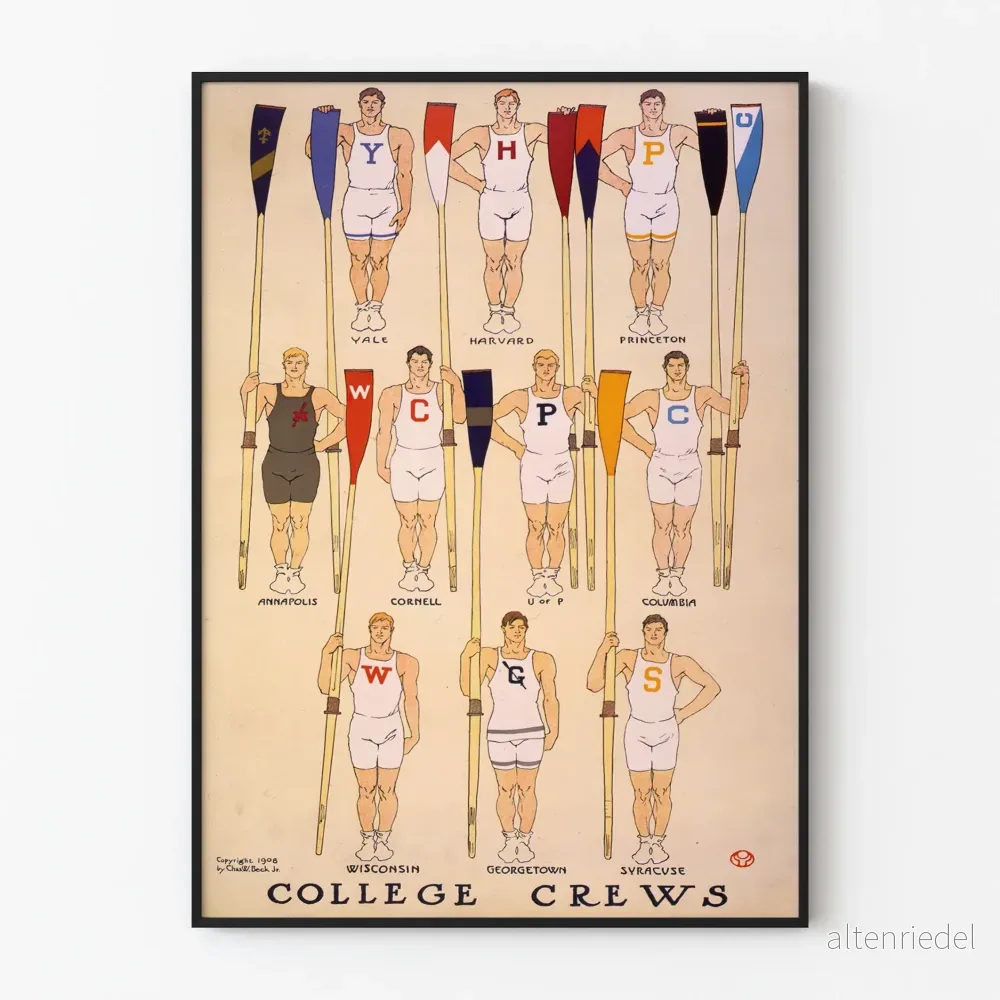 Vintageposter för amerikanska universitetslag i rodd