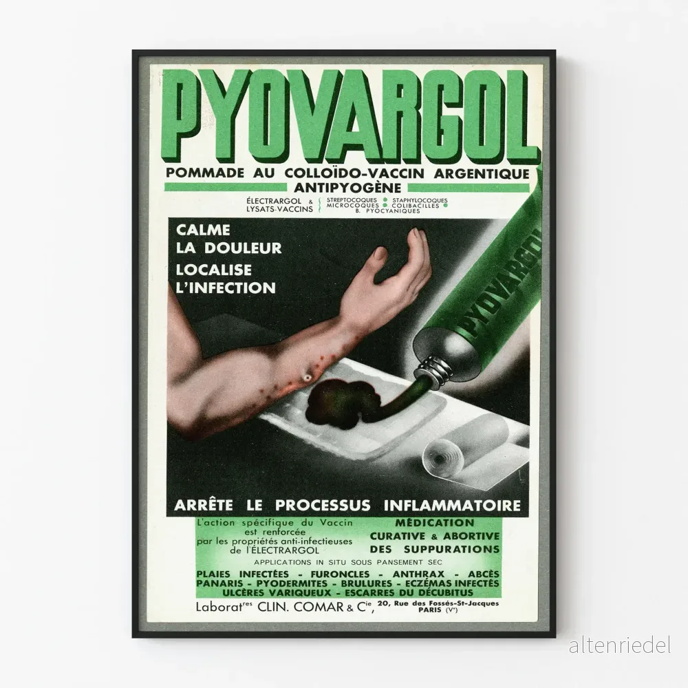 Vintageposter Pyovargol - Retro medicinsk väggdekoration