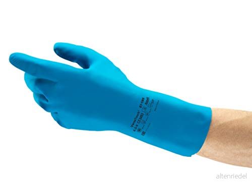 ANSELL ALPHATEC 87 195 MULTI ANVÄNDNING ARBETE, kemisk motstånd och matkontakt, Latex Ultra End Men's Glove, återanvändbar, blå, storlek XL (12 par) 76490478056