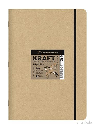 Clairefontaine 975938C Carnet piqué A4 papier Kraft brun 115g 20 feuilles 3329689759380